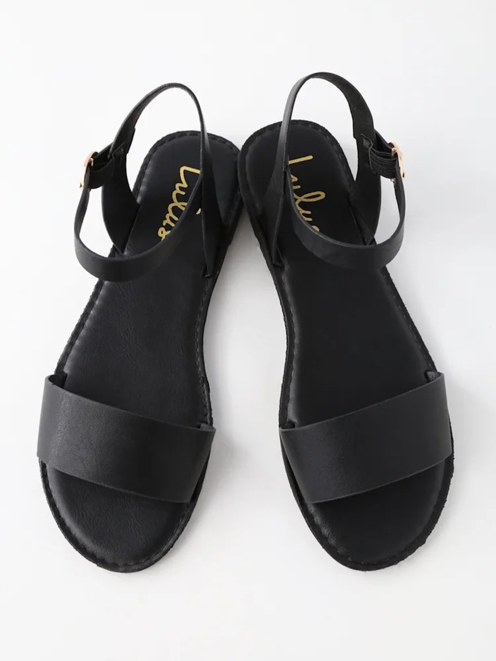 Lulu's Black Wide Toe Strap Slingback Sandals